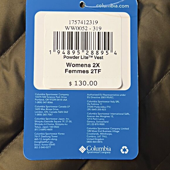 Columbia Powder Lite Insulated Puffer Vest Omni-Heat Thermal Full Zip Jacket 2X - Picture 12 of 12